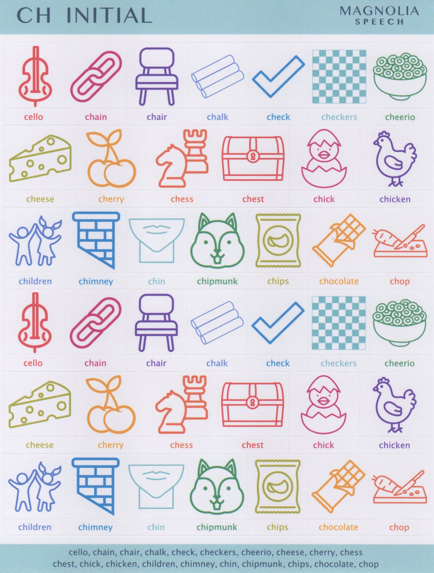 CH Initial Speech Sound Stickers: Large with Print