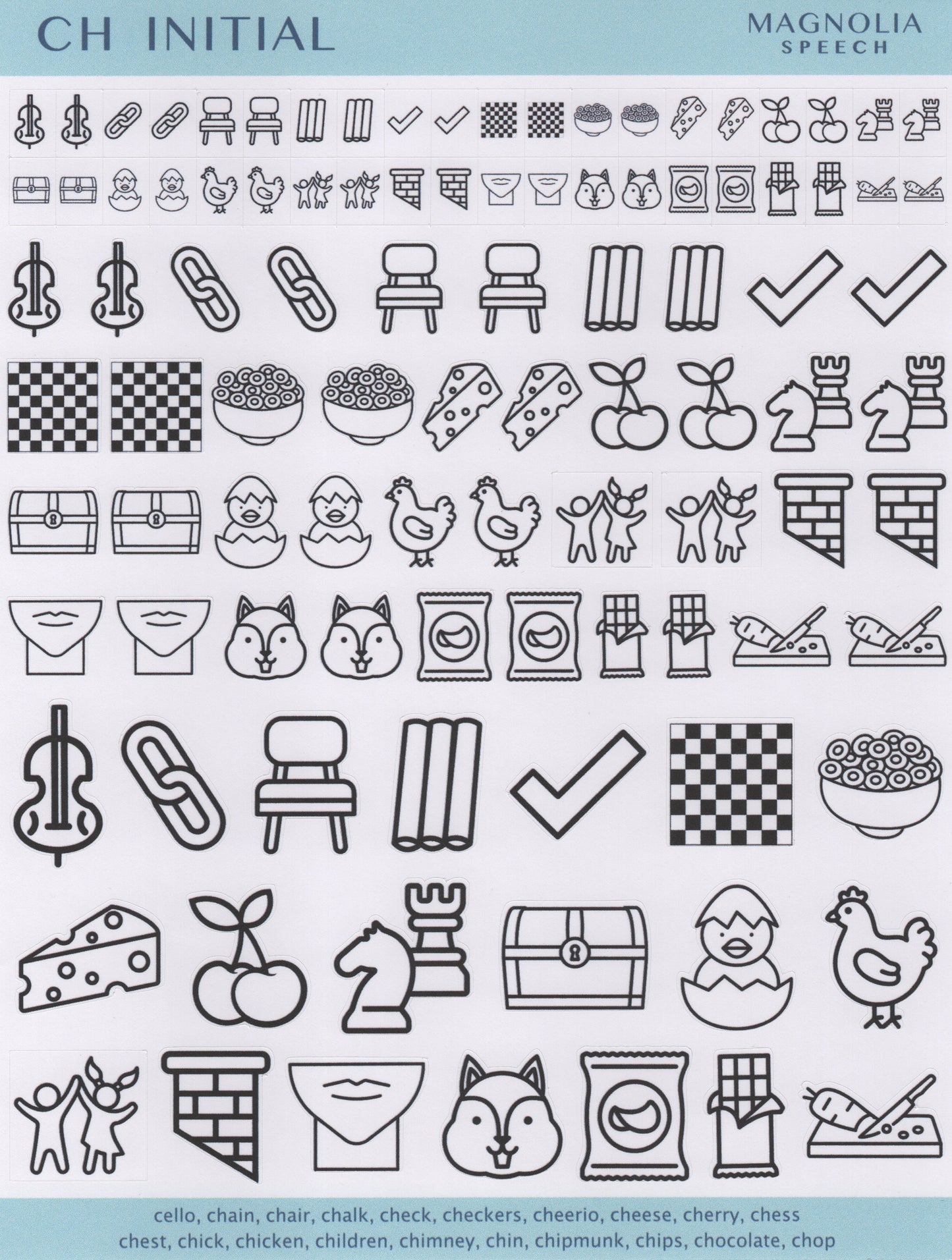 CH Initial Speech Sound Stickers: Trio