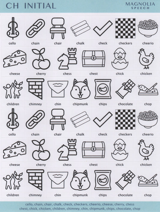 CH Initial Speech Sound Stickers: Large with Print
