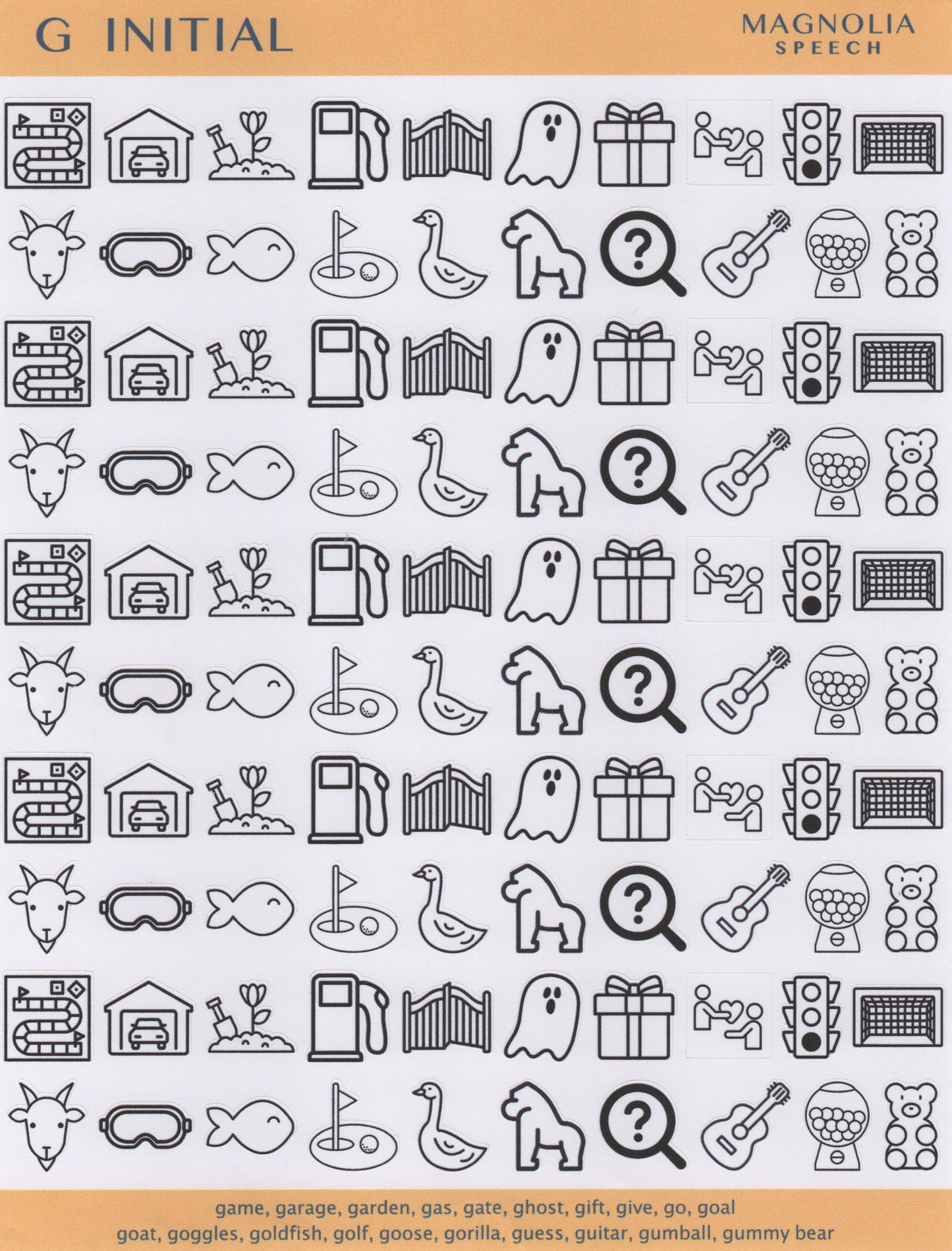 G Initial Speech Sound Stickers: Original