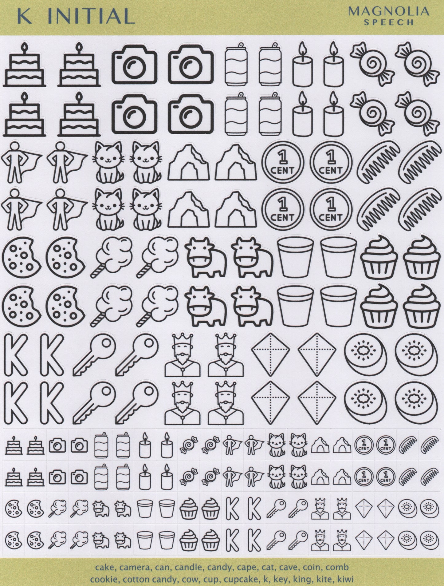 K Initial Speech Sound Stickers: Duo