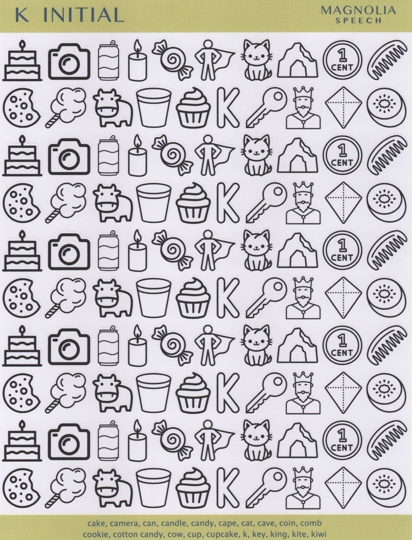 K Initial Speech Sound Stickers: Original