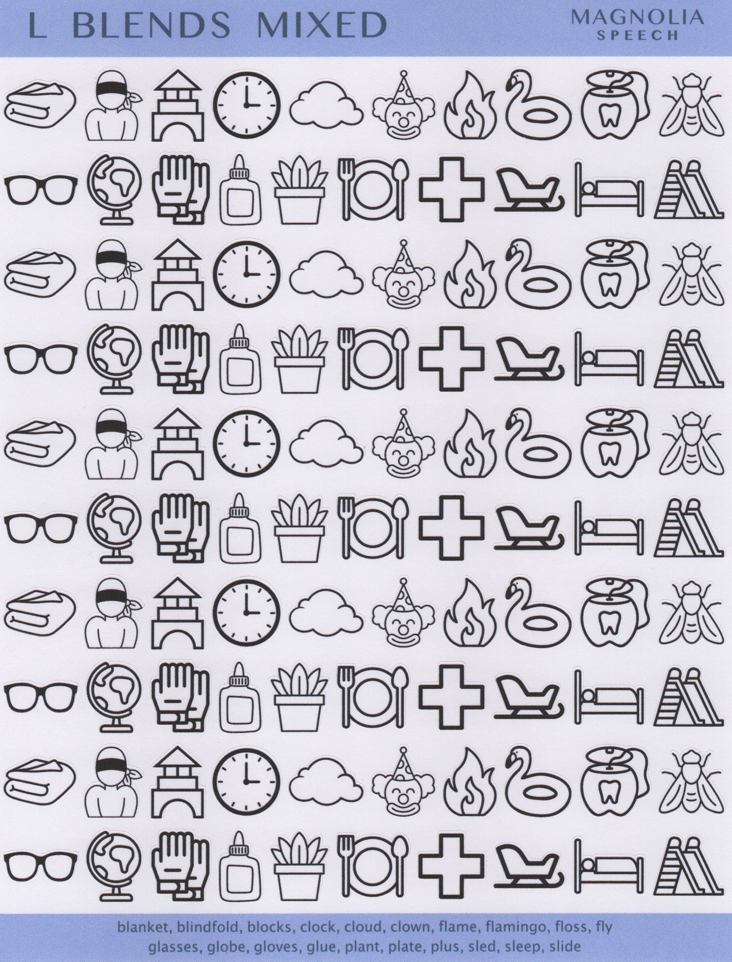 L Blends Mixed Speech Sound Stickers: Original