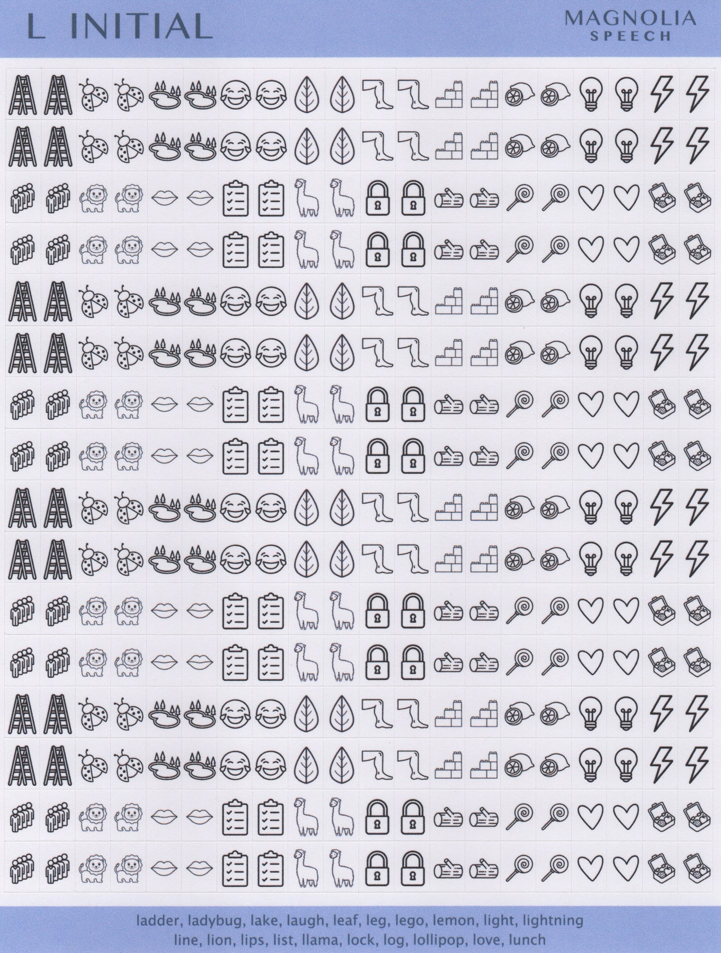 L Initial Speech Sound Stickers: Minis