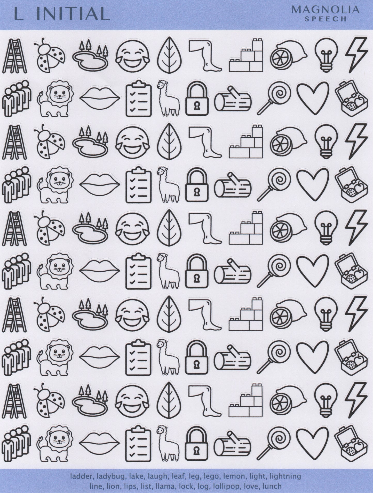 L Initial Speech Sound Stickers: Original
