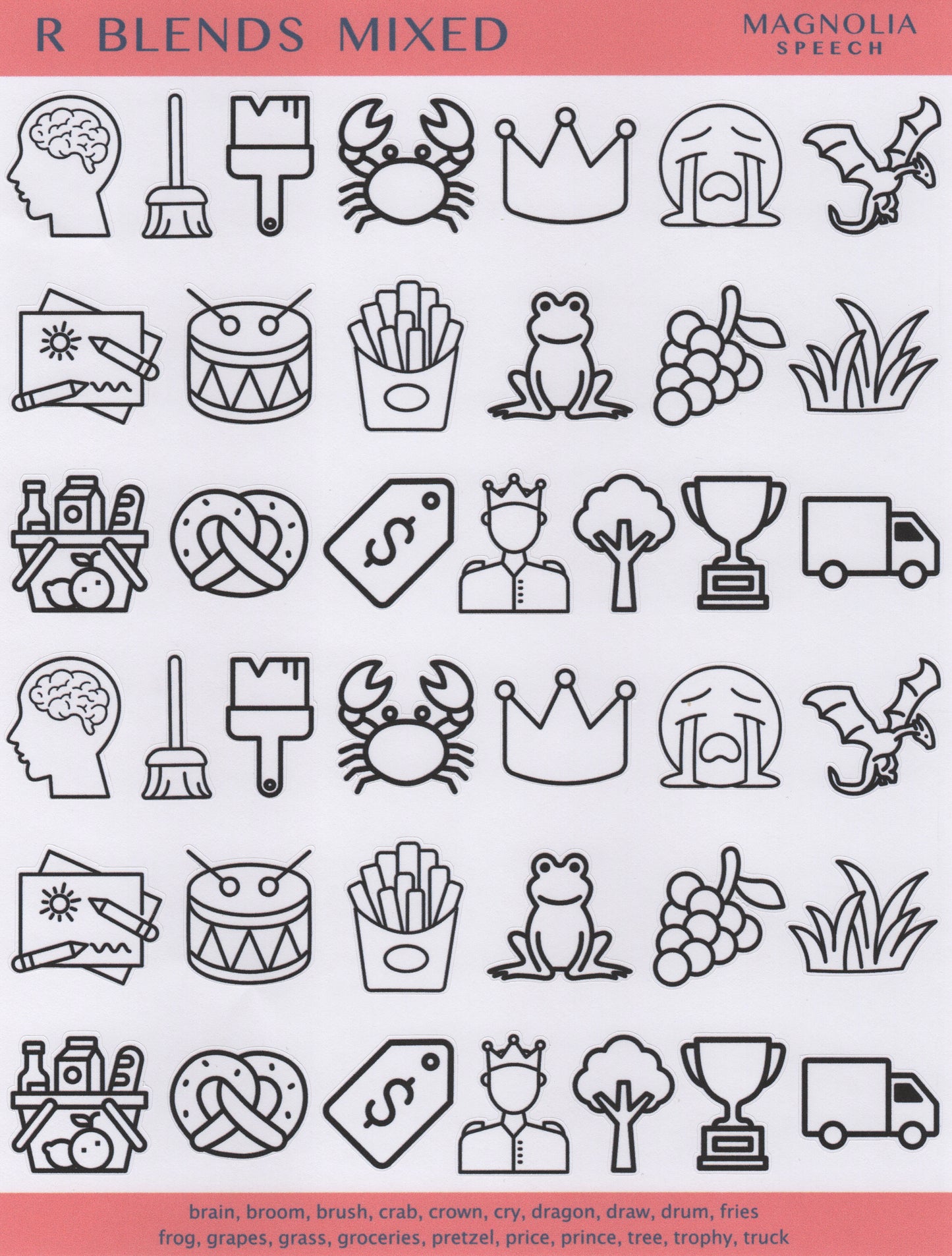 R Blends Mixed Speech Sound Stickers: Large