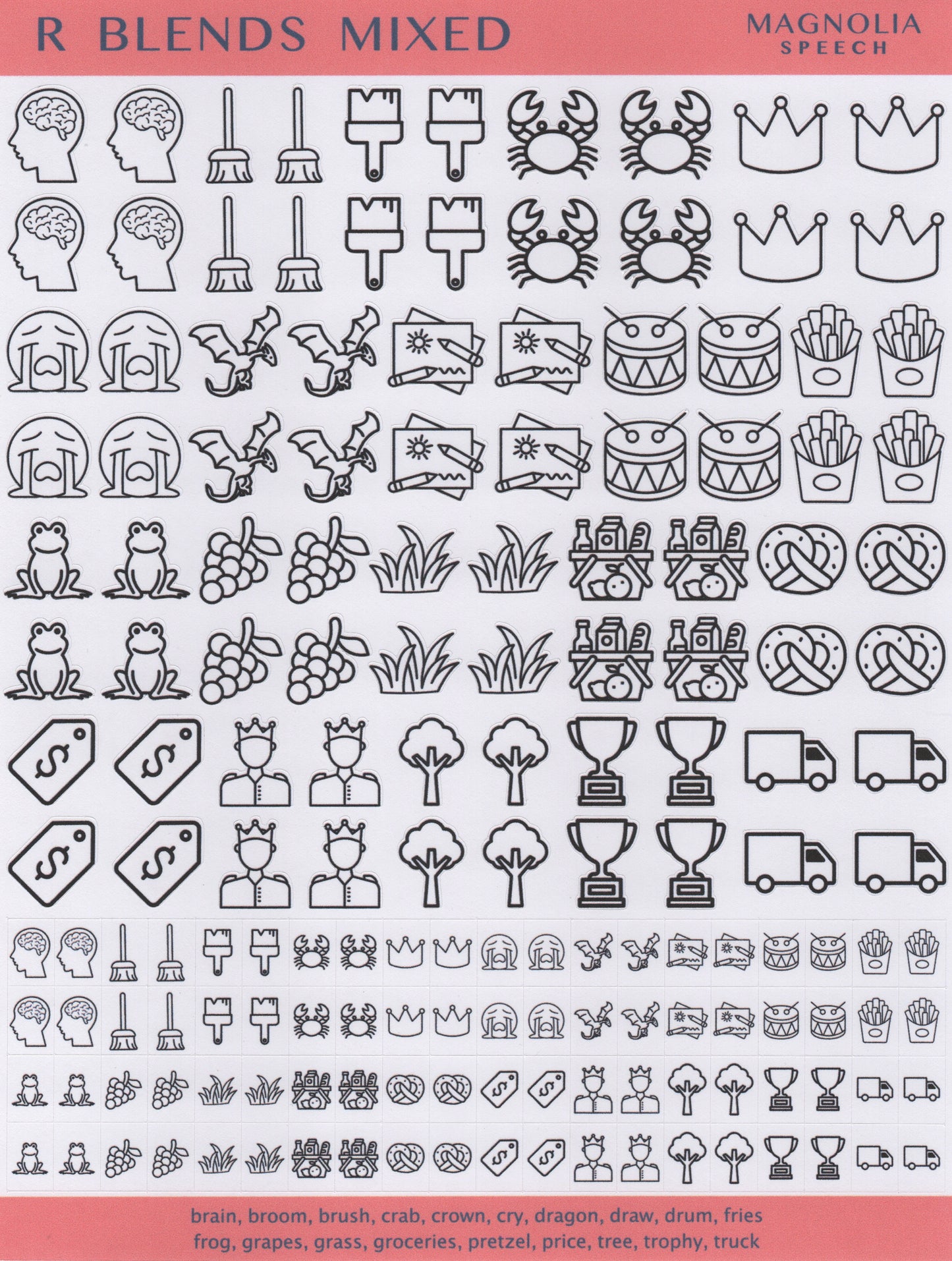 R Blends Mixed Speech Sound Stickers: Duo