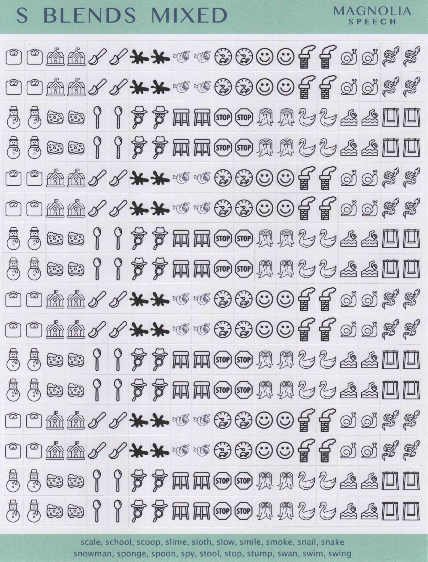 S Blends Mixed Speech Sound Stickers: Minis