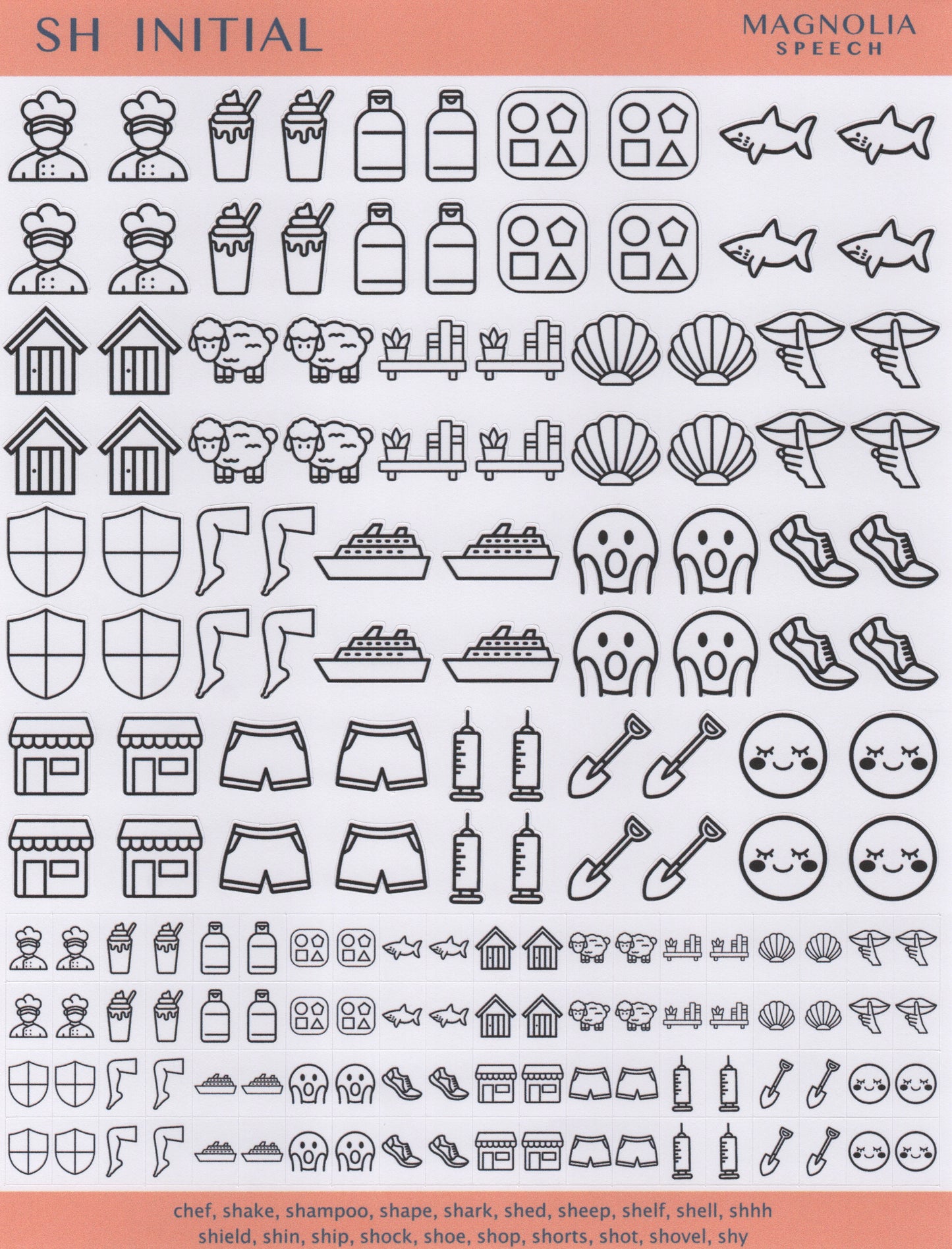 SH Initial Speech Sound Stickers: Duo