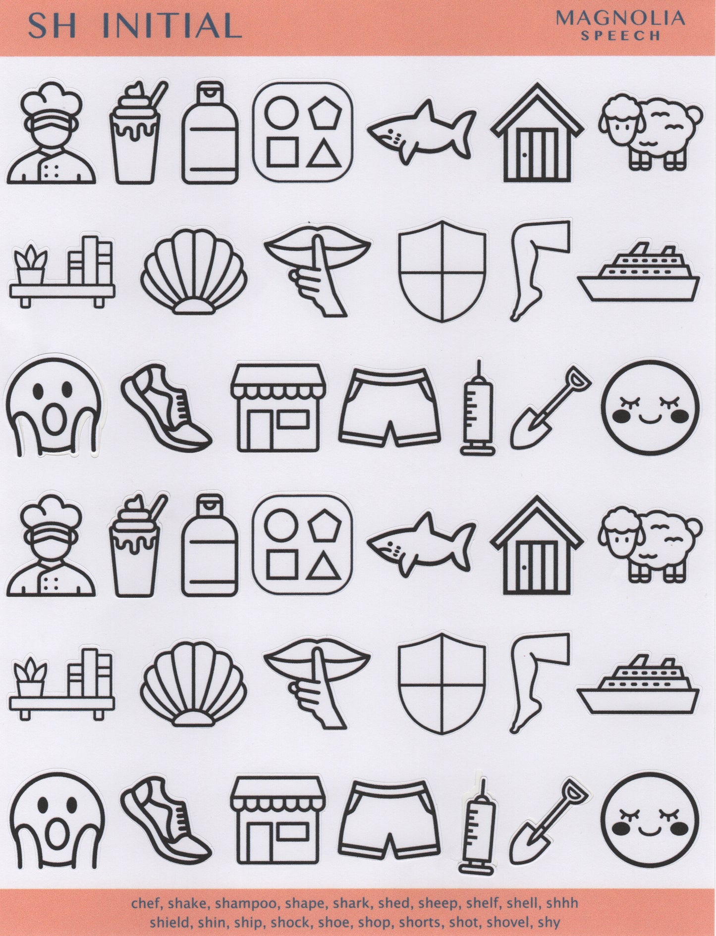 SH Initial Speech Sound Stickers: Large