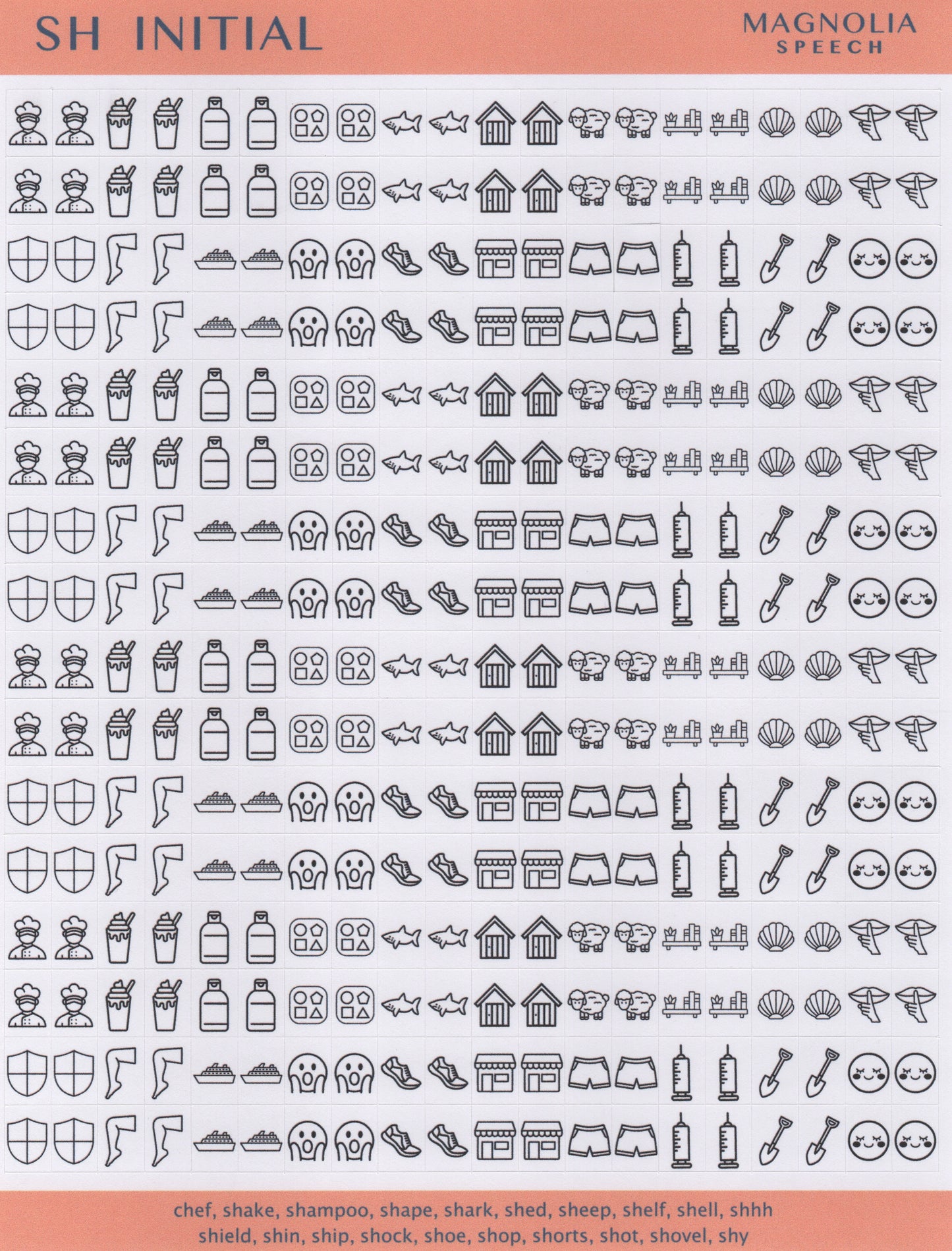 SH Initial Speech Sound Stickers: Minis