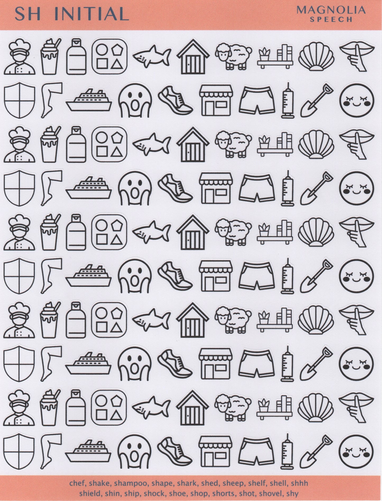 SH Initial Speech Sound Stickers: Original