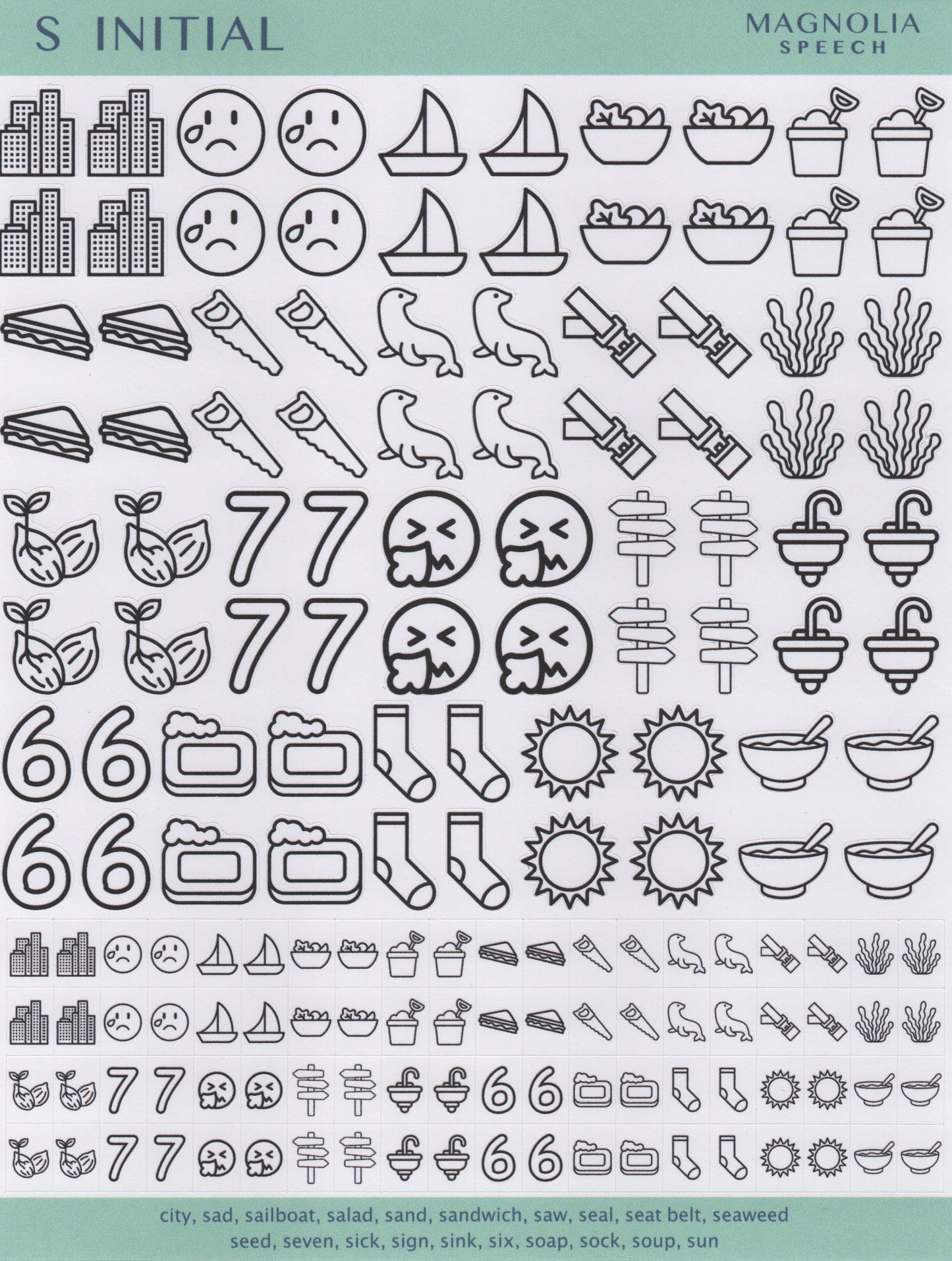 S Initial Speech Sound Stickers: Duo