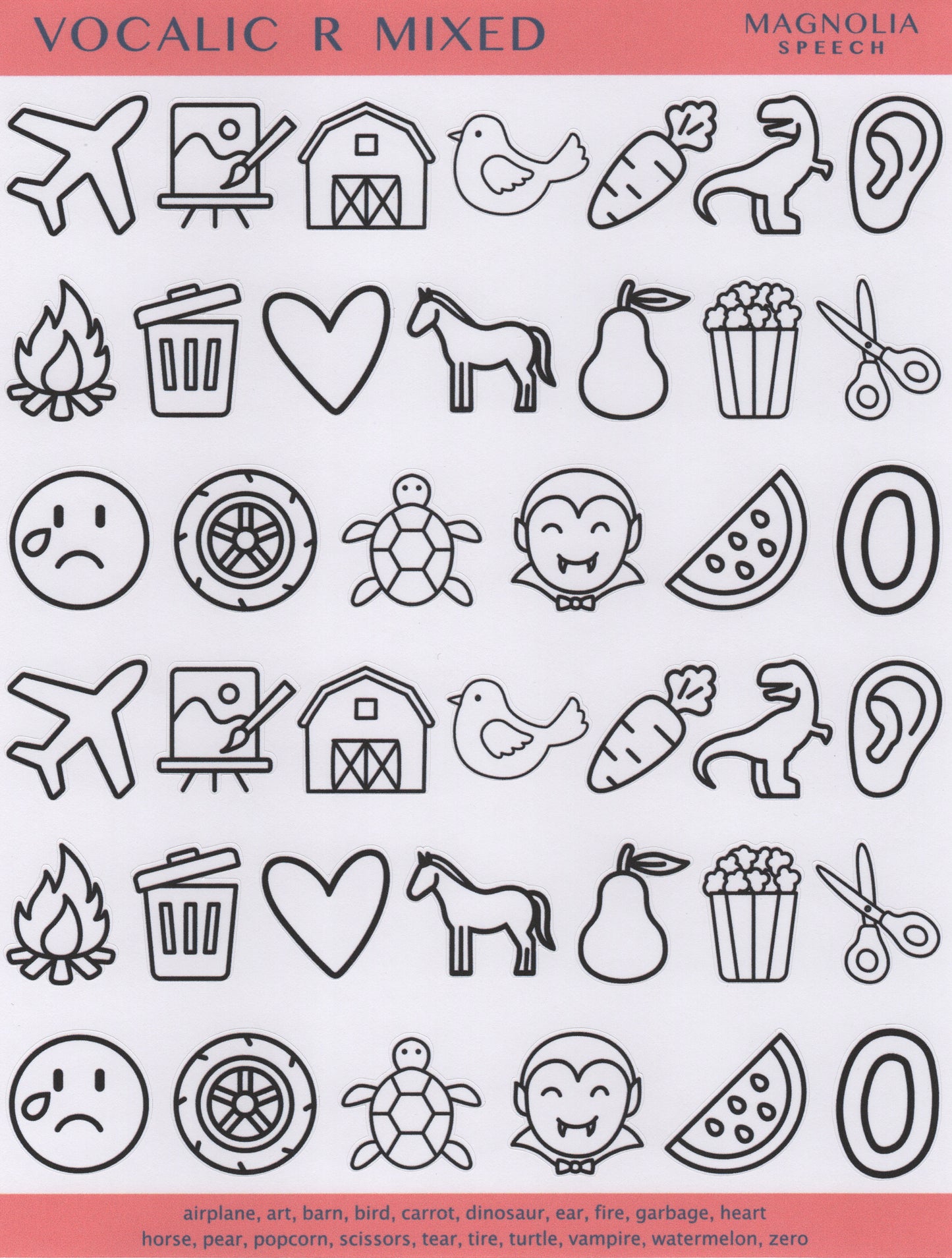 Vocalic R Mixed Speech Sound Stickers: Large