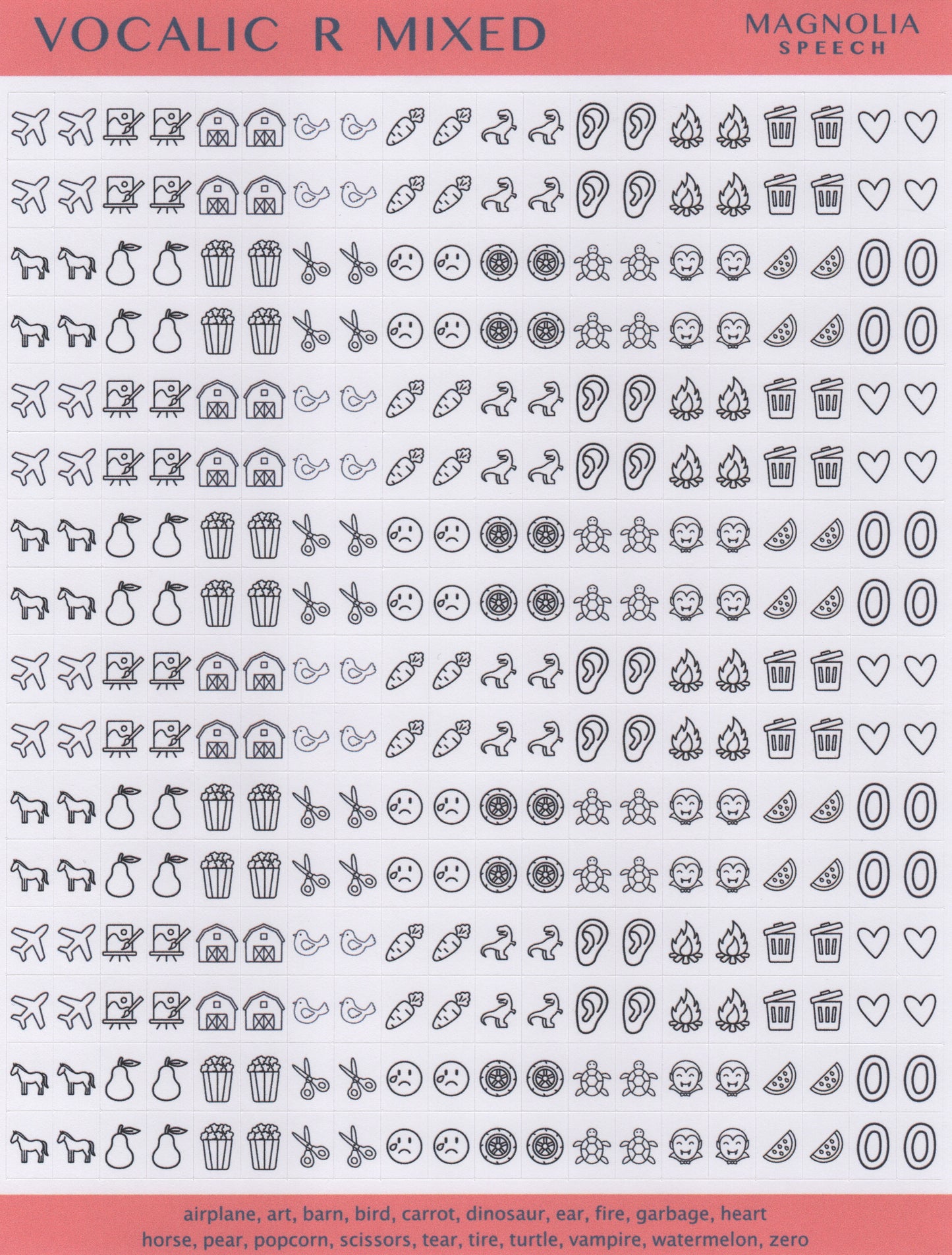 Vocalic R Mixed Speech Sound Stickers: Minis