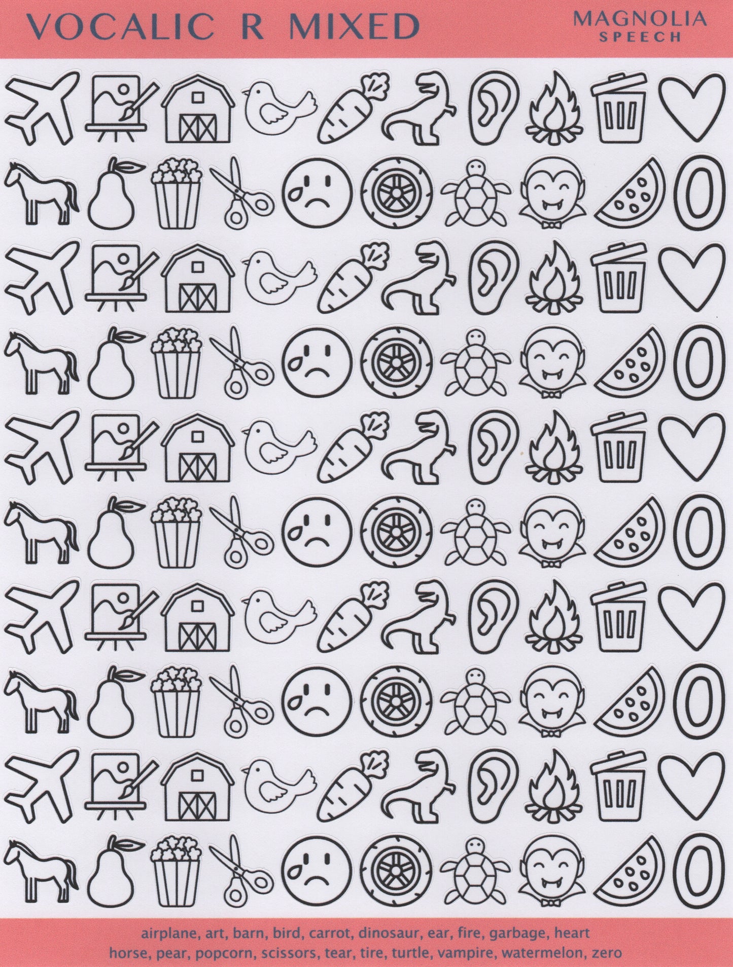 Vocalic R Mixed Speech Sound Stickers: Original