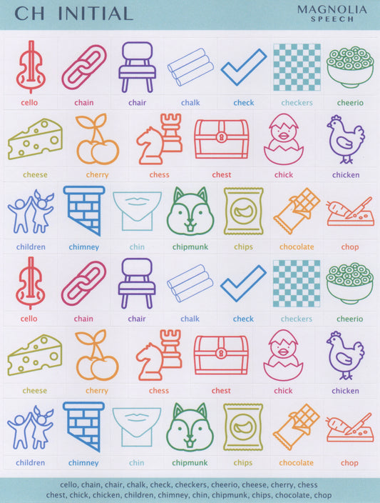 CH Initial Speech Sound Stickers: Large with Print