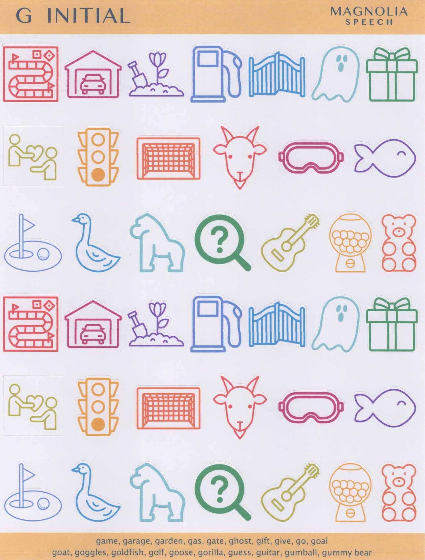G Initial Speech Sound Stickers: Large