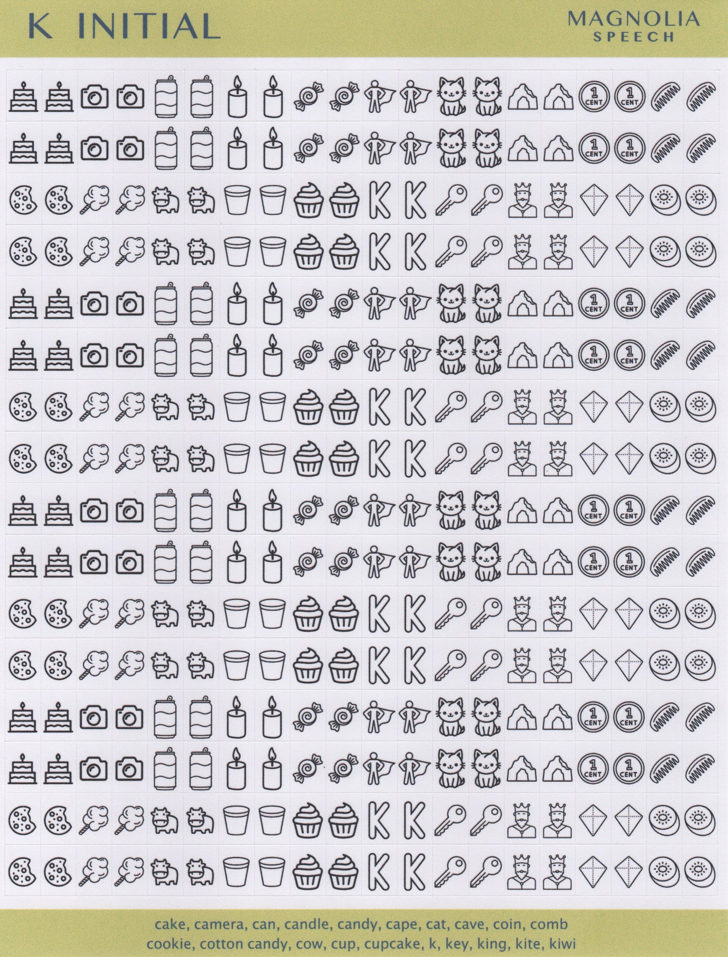 K Initial Speech Sound Stickers: Minis
