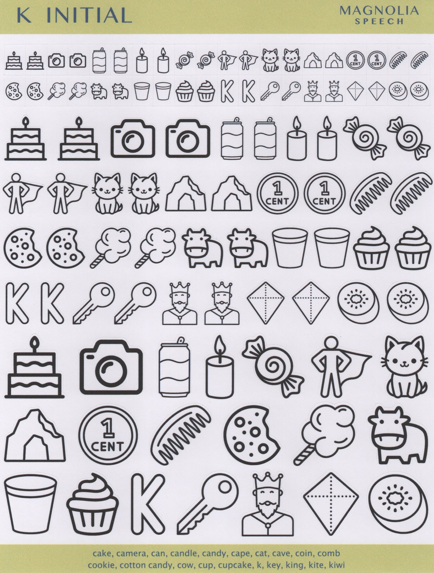 K Initial Speech Sound Stickers: Trio