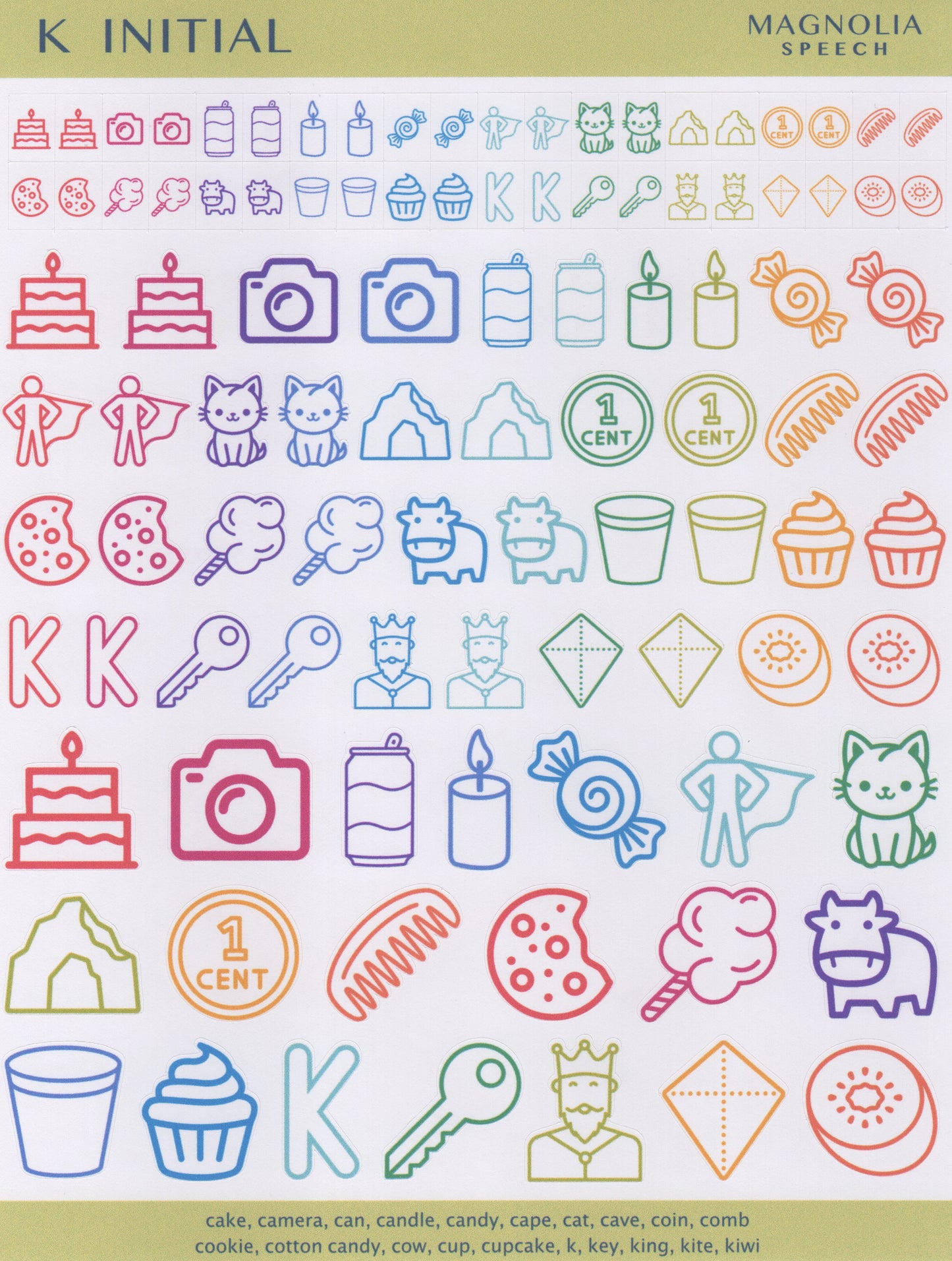K Initial Speech Sound Stickers: Trio
