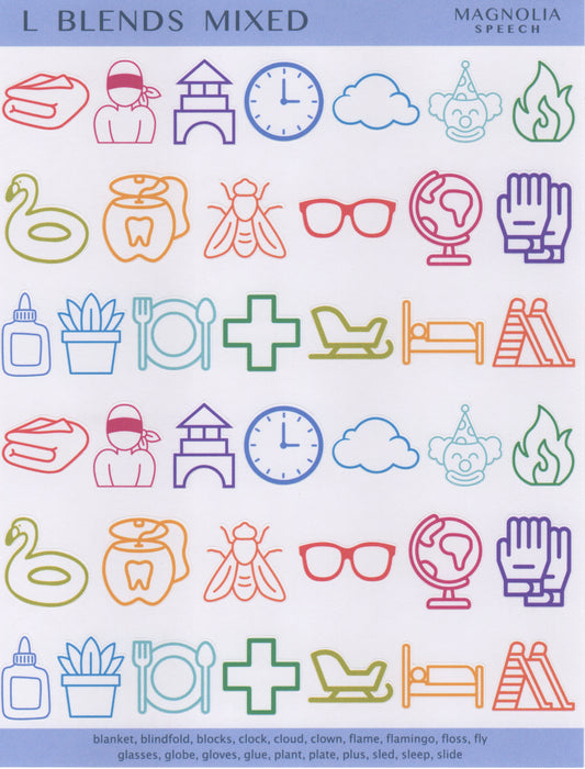 L Blends Mixed Speech Sound Stickers: Large