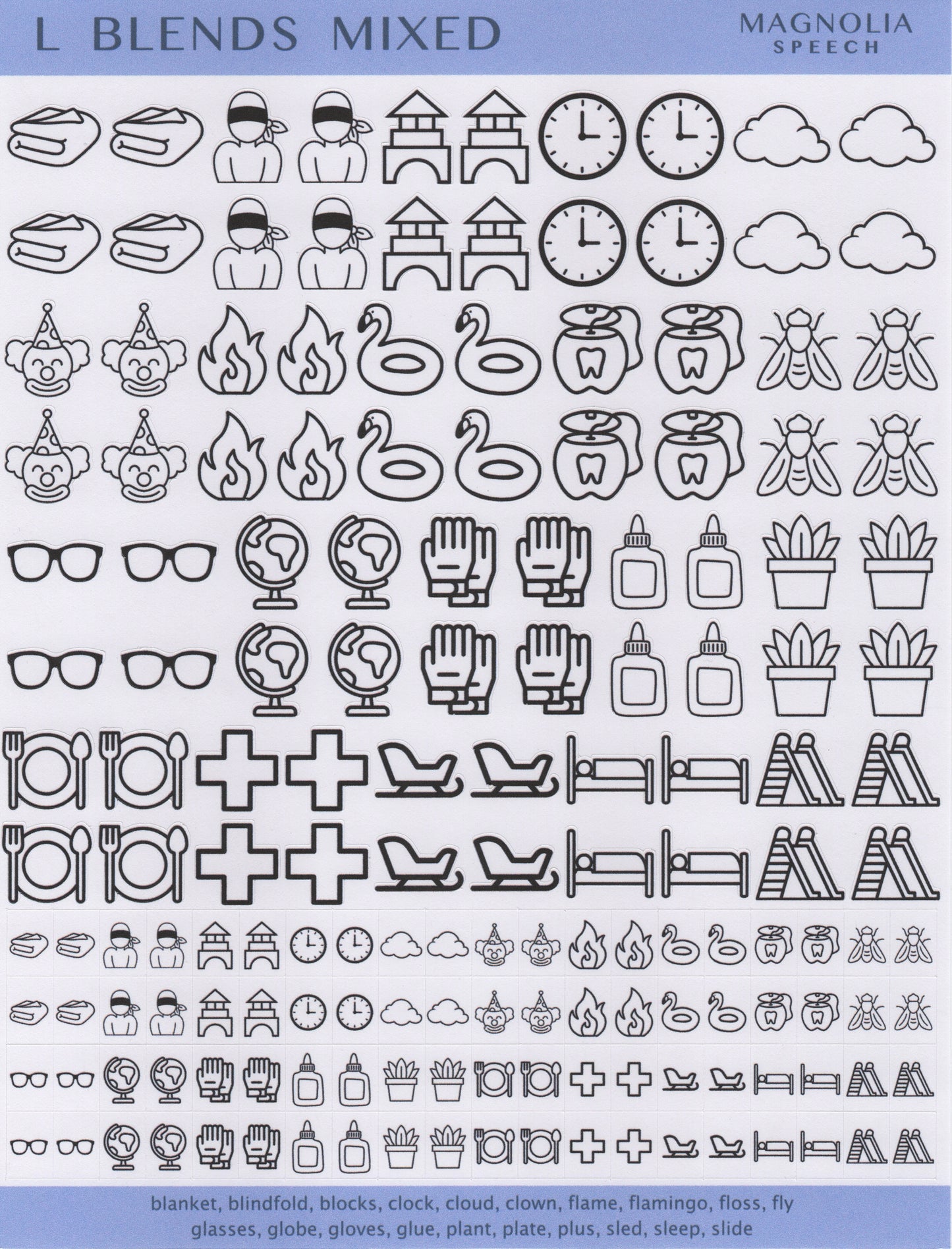 L Blends Mixed Speech Sound Stickers: Duo