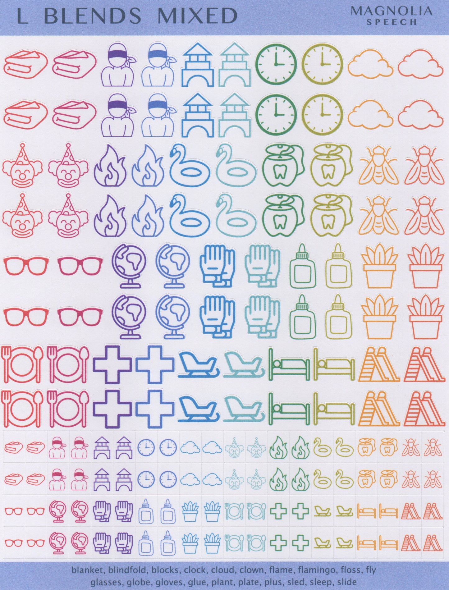 L Blends Mixed Speech Sound Stickers: Duo