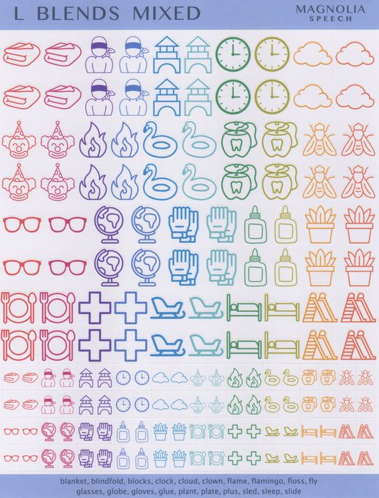 L Blends Mixed Speech Sound Stickers: Duo