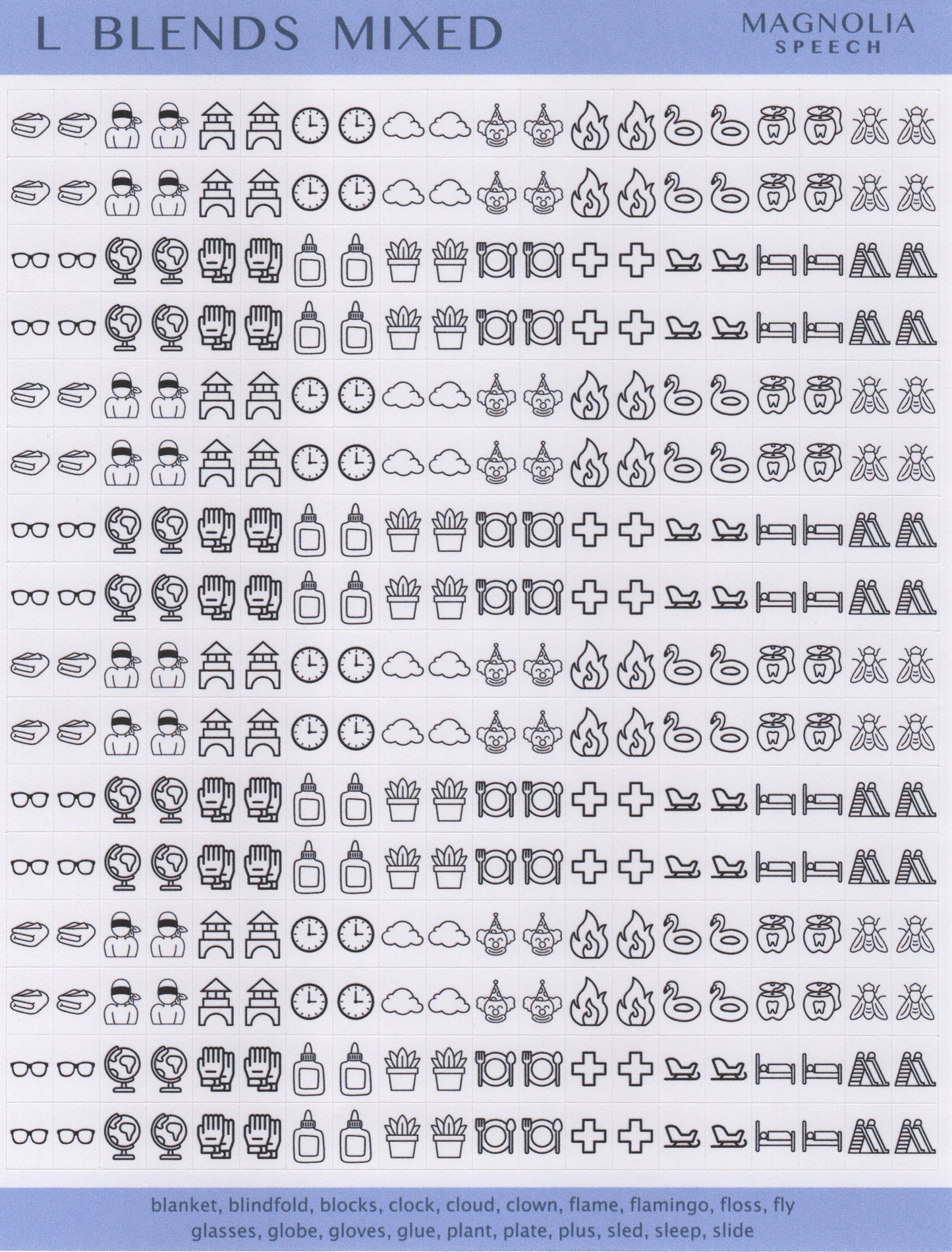 L Blends Mixed Speech Sound Stickers: Minis