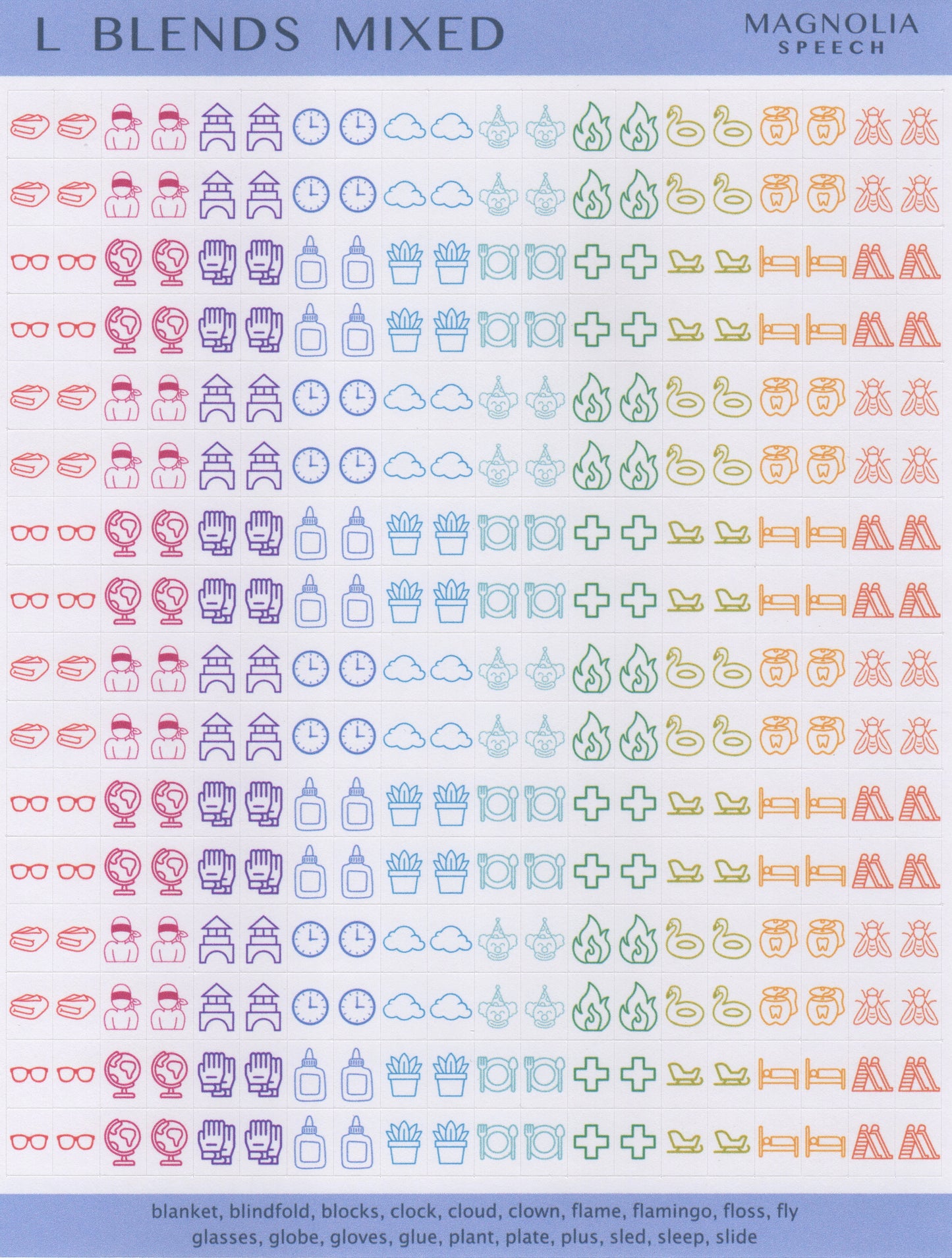 L Blends Mixed Speech Sound Stickers: Minis