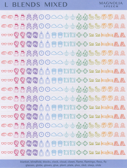 L Blends Mixed Speech Sound Stickers: Minis