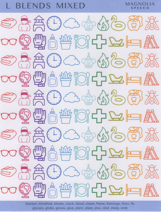 L Blends Mixed Speech Sound Stickers: Original