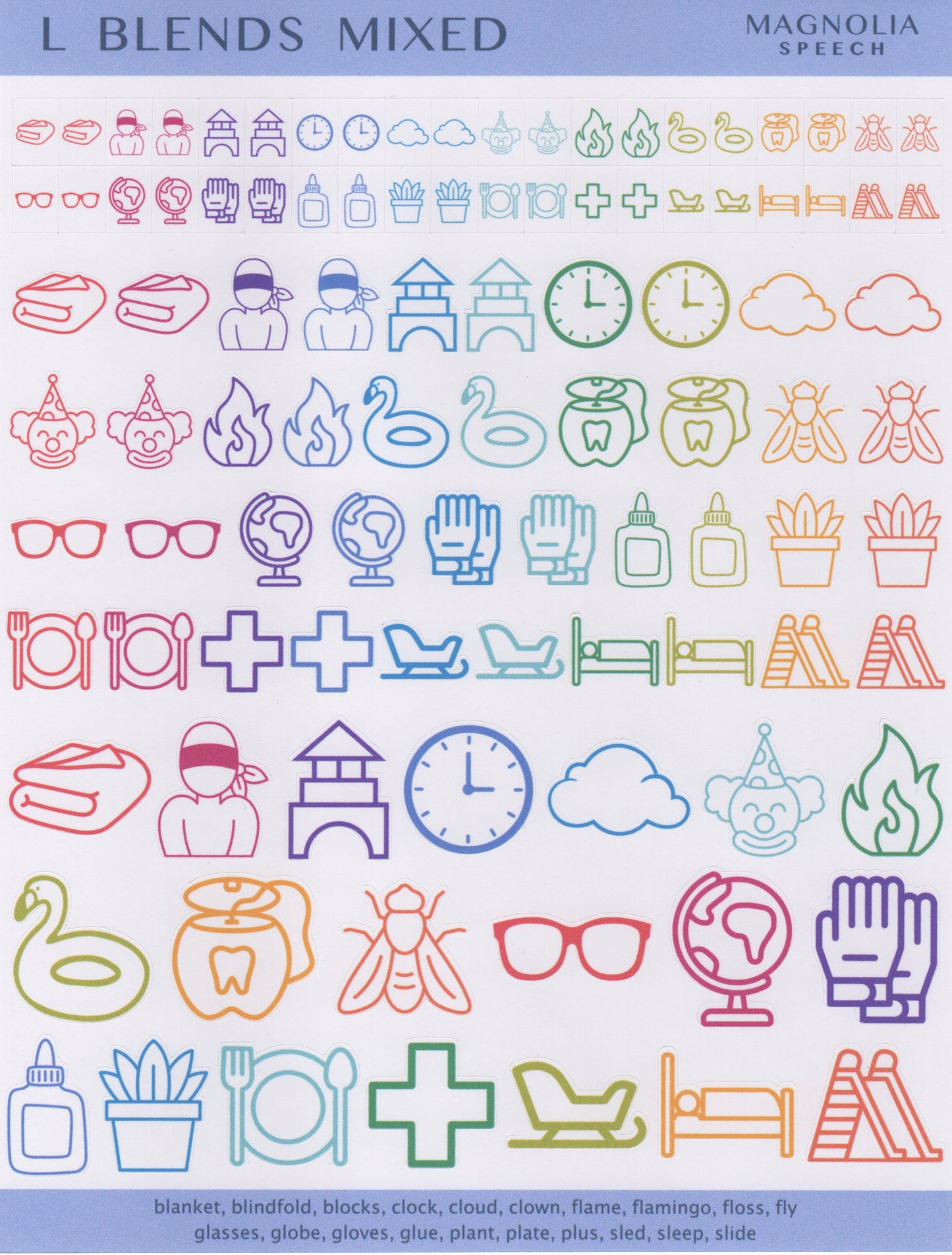 L Blends Mixed Speech Sound Stickers: Trio