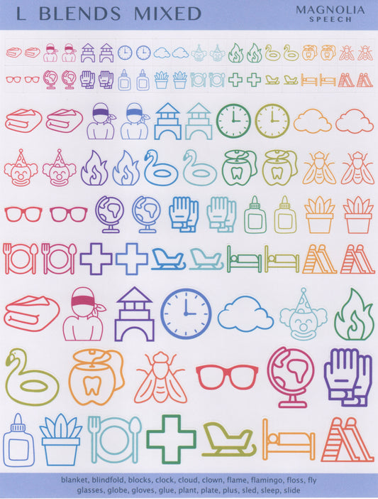 L Blends Mixed Speech Sound Stickers: Trio