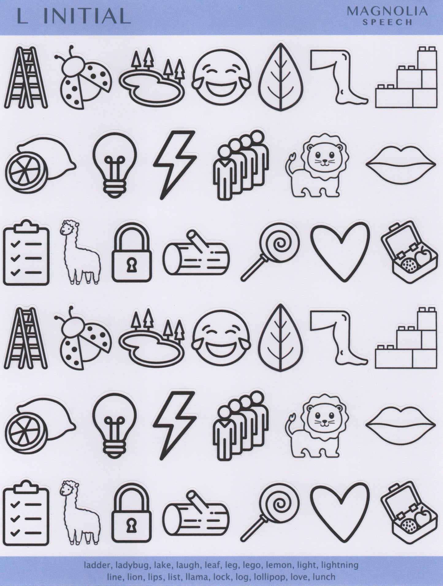 L Initial Speech Sound Stickers: Large