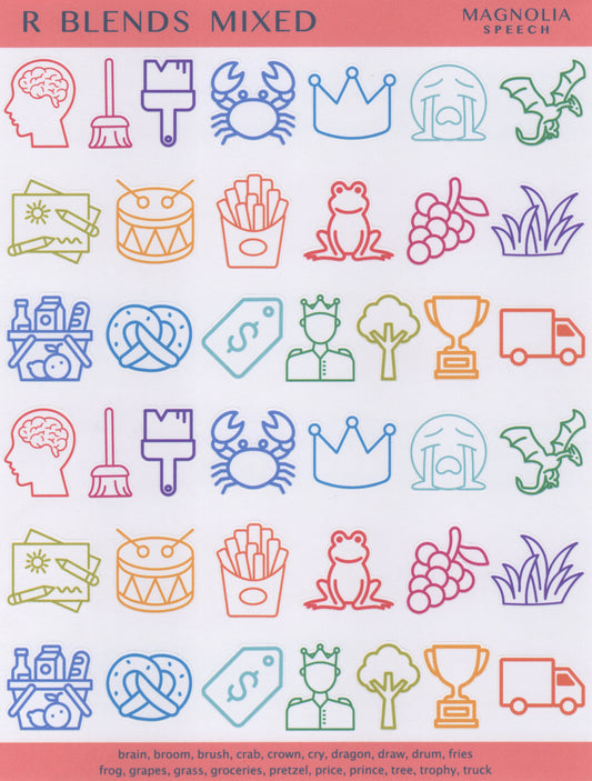 R Blends Mixed Speech Sound Stickers: Large