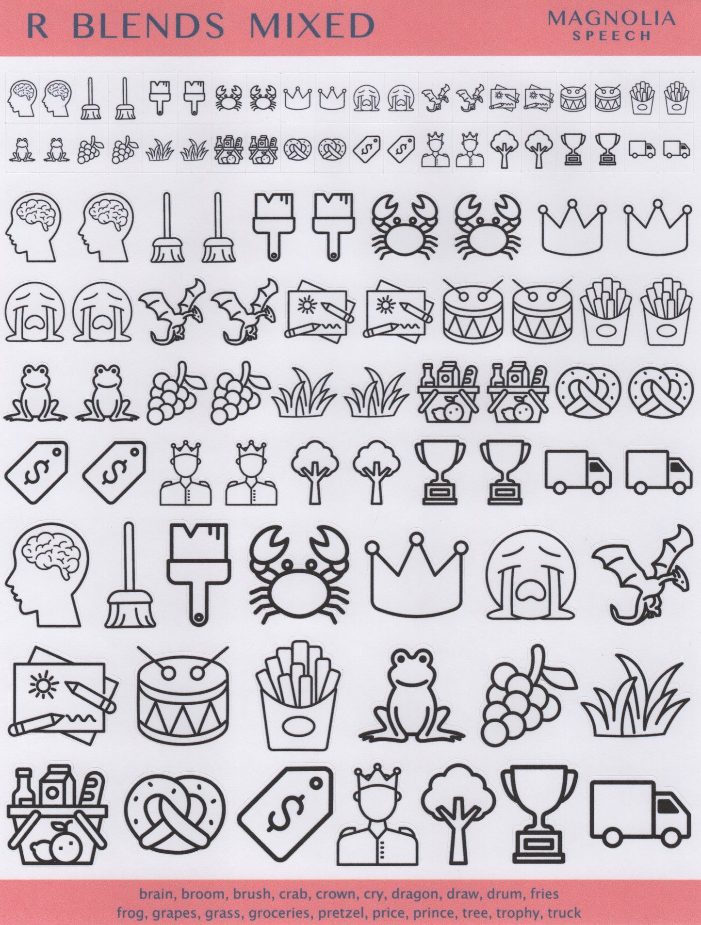 R Blends Mixed Speech Sound Stickers: Trio