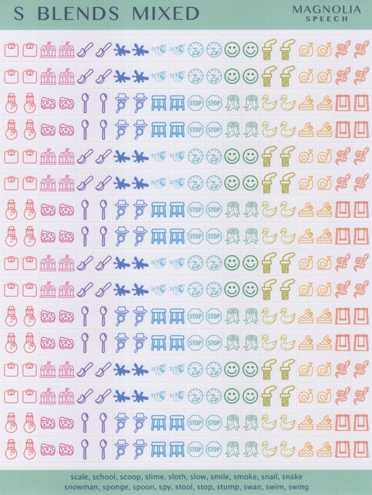S Blends Mixed Speech Sound Stickers: Minis