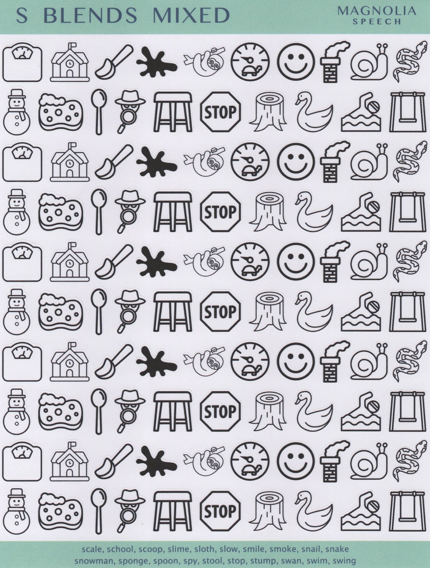 S Blends Mixed Speech Sound Stickers: Original