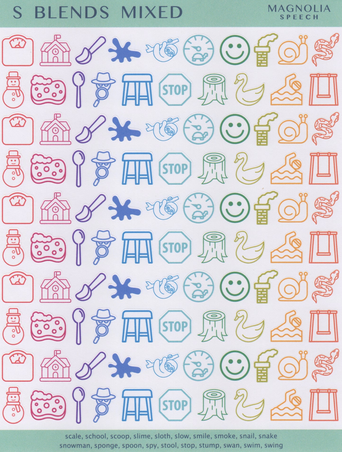 S Blends Mixed Speech Sound Stickers: Original