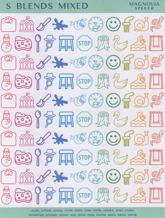 S Blends Mixed Speech Sound Stickers: Original