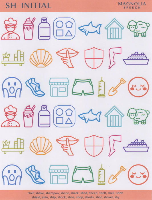SH Initial Speech Sound Stickers: Large
