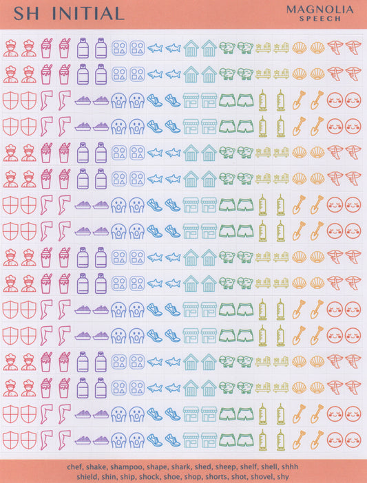 SH Initial Speech Sound Stickers: Minis
