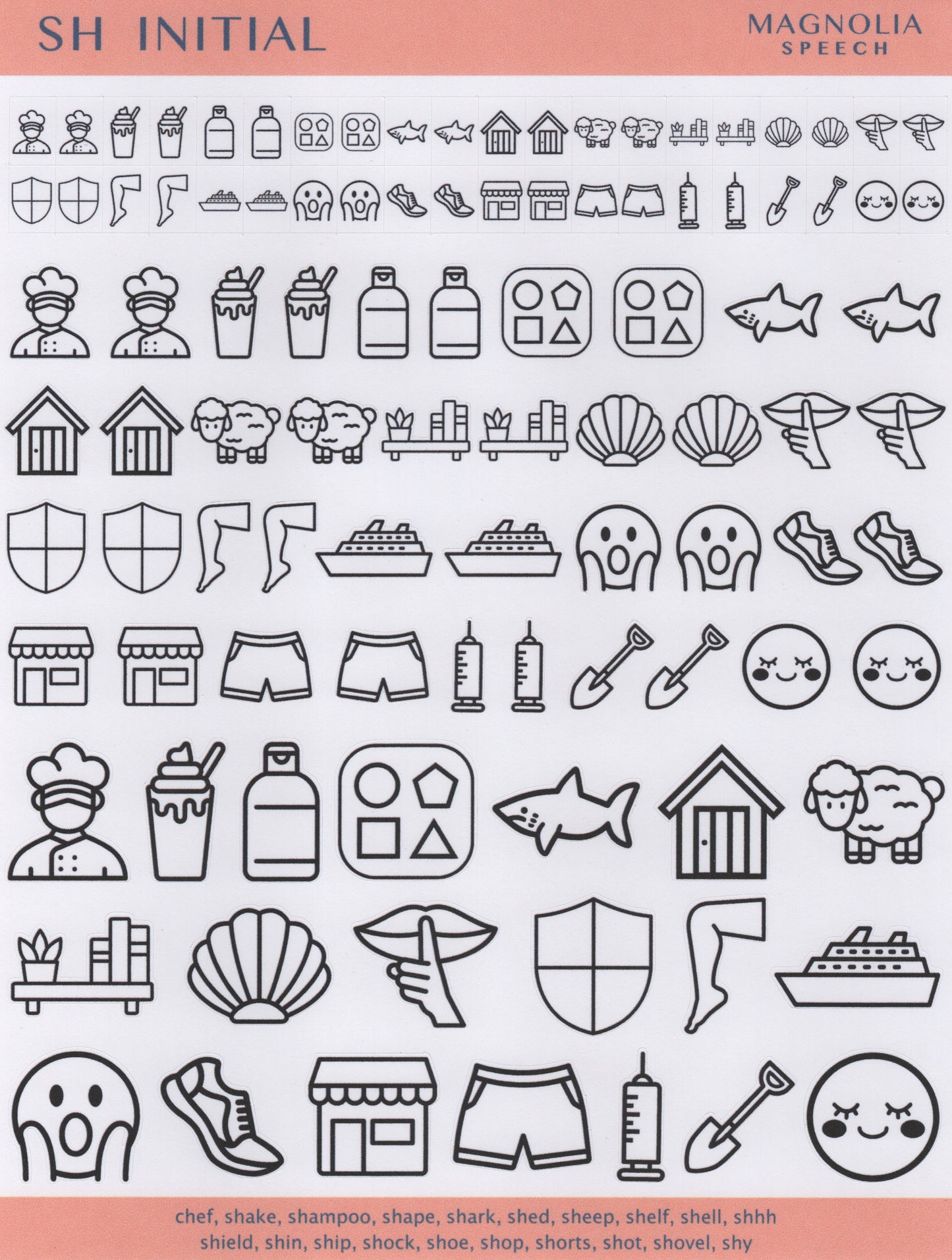 SH Initial Speech Sound Stickers: Trio