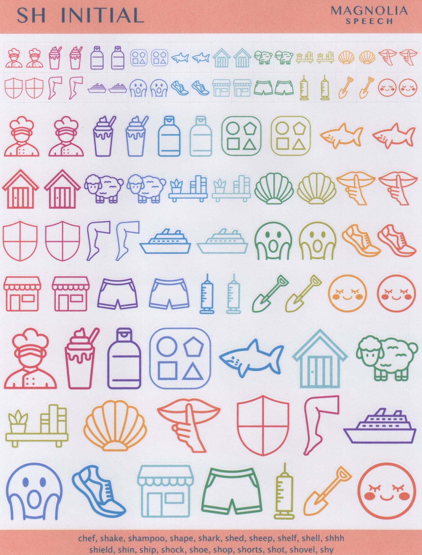 SH Initial Speech Sound Stickers: Trio