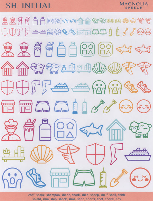 SH Initial Speech Sound Stickers: Trio