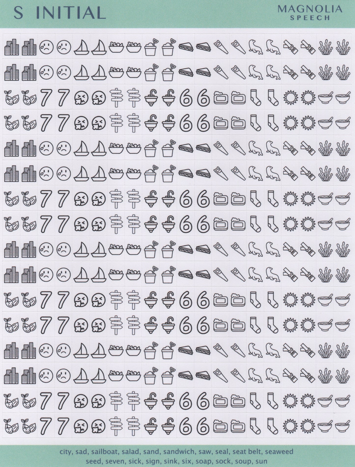 S Initial Speech Sound Stickers: Minis