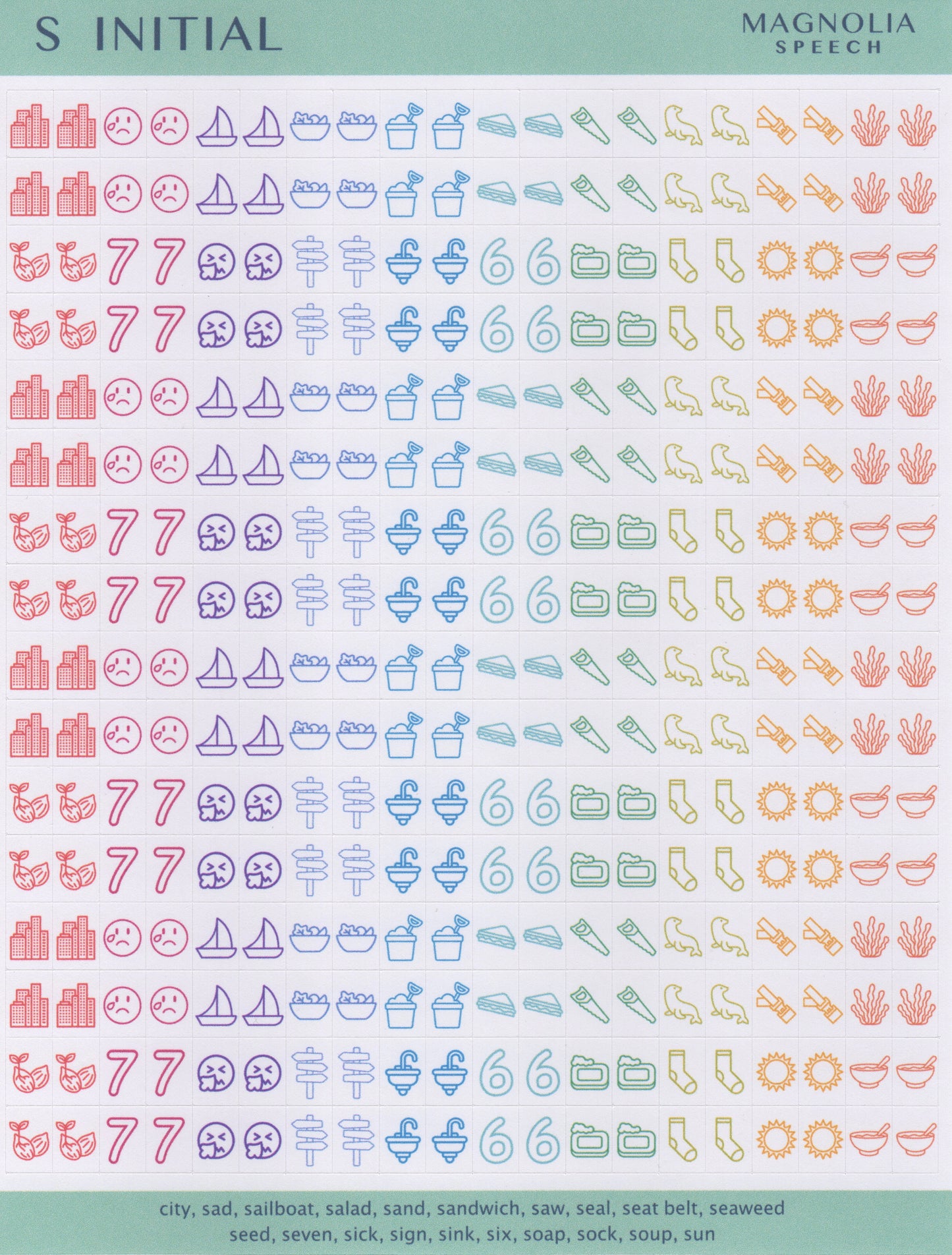 S Initial Speech Sound Stickers: Minis
