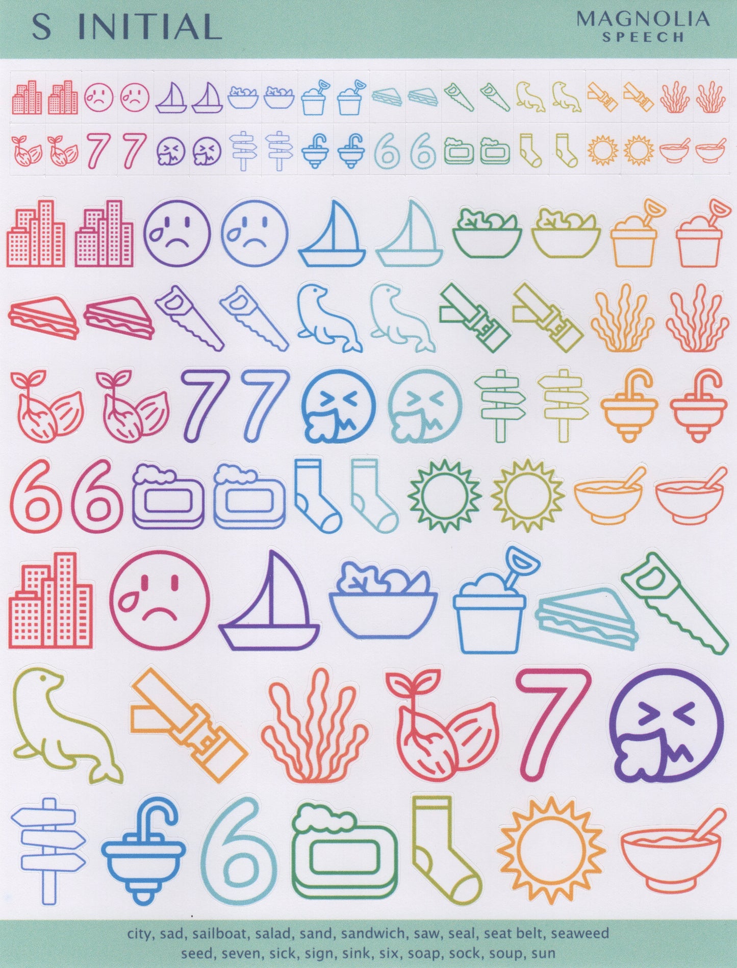 S Initial Speech Sound Stickers: Trio